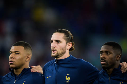 Kylian Mbappe, Adrien Rabiot and Ousmane Dembele of France