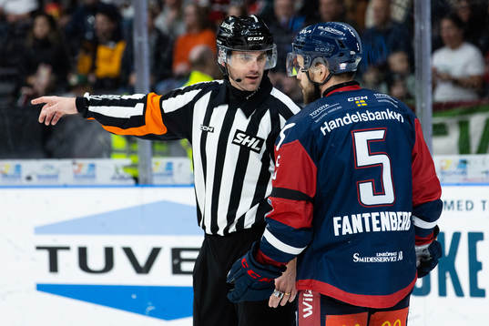 Domare Richard Magnusson och Linköpings Oscar Fantenberg