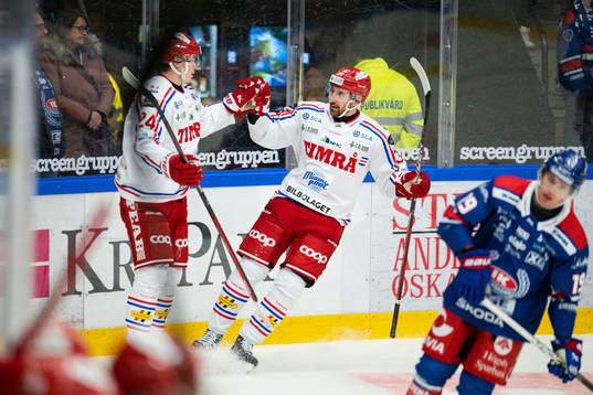 Timrås Erik Walli Walterholm och Albin Lundin jublar