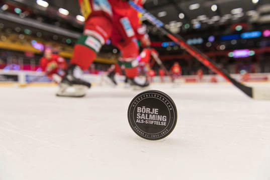 Match puck till ishockeymatchen i Hockeyallsvenskan mellan