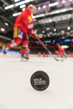 Match puck till ishockeymatchen i Hockeyallsvenskan mellan