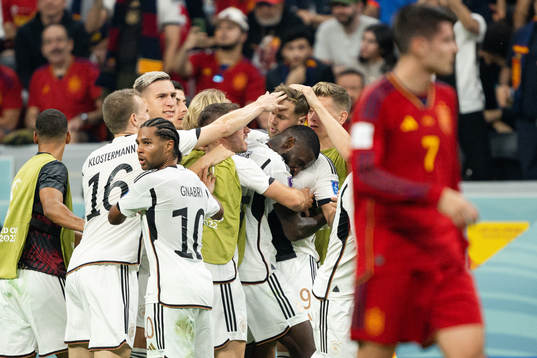 Niclas Füllkrug of Germany celebrates the 1-1 goal