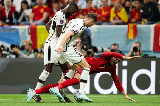 Antonio Rüdiger and Leon Goretzka of Germany  against