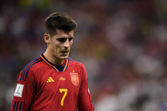 Alvaro Morata of Spain looks dejected