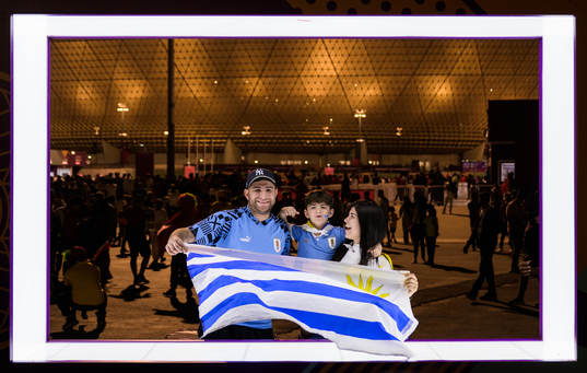 A family supporting Uruguay get their picture taken