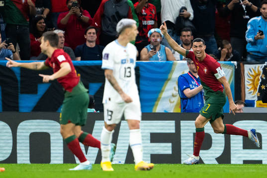Cristiano Ronaldo of Portugal celebrates 1-0 by Bruno