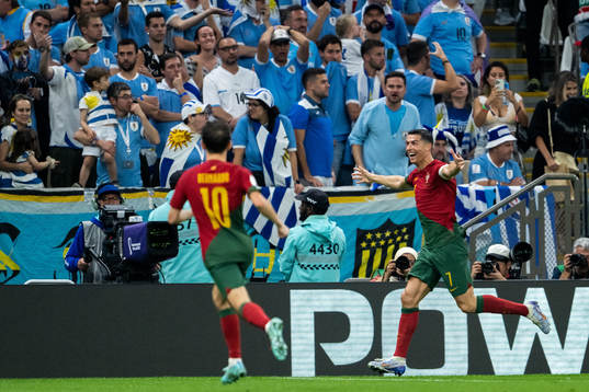 Cristiano Ronaldo of Portugal celebrates 1-0 by Bruno