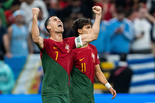 Cristiano Ronaldo of Portugal celebrates 1-0 by Bruno