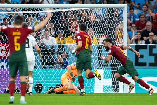 Bruno Fernandes of Portugal celebrates 2-0