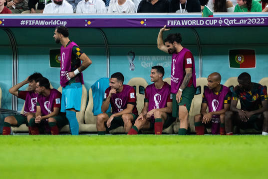 Cristiano Ronaldo of Portugal with teammates
