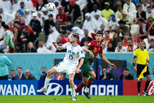 Federico Valverde of Uruguay and Matheus Nunes of Portugal