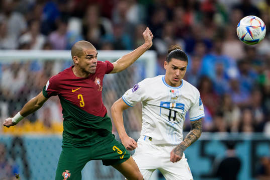 Pepe of Portugal and Darwin Nunez of Uruguay