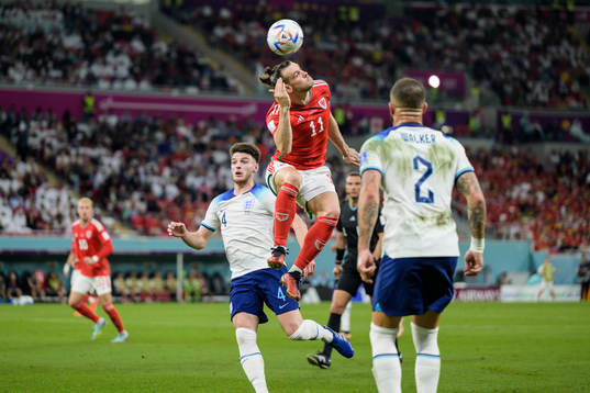 Declan Rice of England and Gareth Bale of Wales