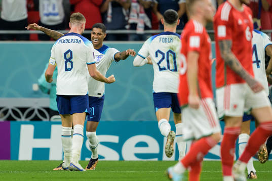Marcus Rashford of England celebrate together with Jordan