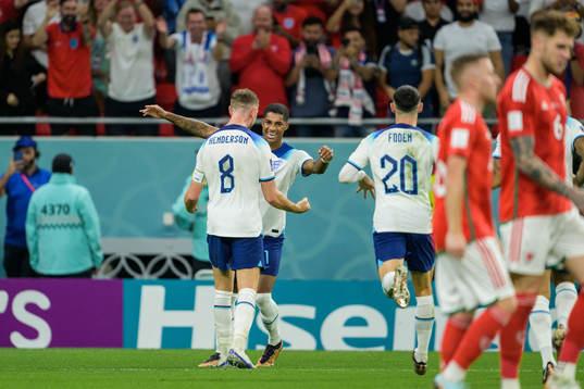 Marcus Rashford of England celebrate together with Jordan