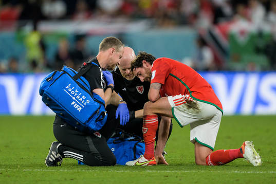Joe Allen of Wales is injured