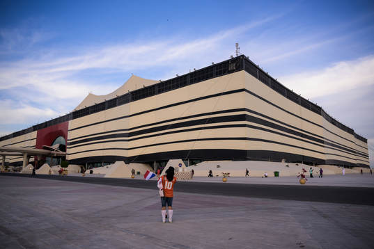 Exterior view of Al Bayt Stadium
