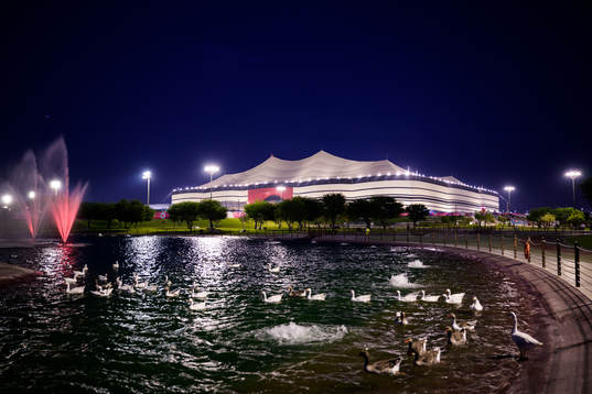 Exterior view of Al Bayt Stadium