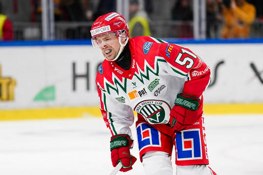 Frölundas Mats Rosseli Olsen grinar illa
