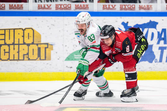Rögles Riley Sheen och Malmö Redhawks Johan Olofsson