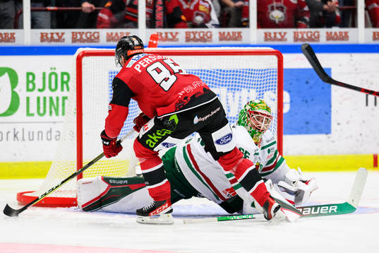 Malmö Redhawks Carl Persson och Rögles målvakt