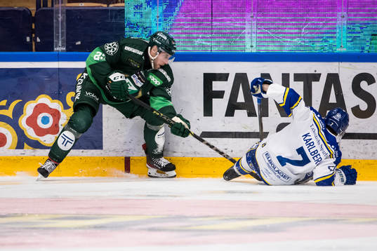 Färjestads Per Åslund och Leksands Marcus Karlberg