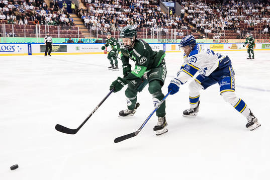 Färjestads Albert Wikman och Leksands Jesper Kandergård