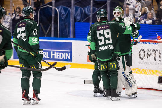 Färjestads målvakt Dennis Hildeby jubel