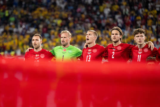 Christian Eriksen, goalkeeper Kasper Schmeichel, Rasmus