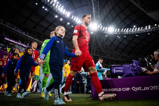 Christian Eriksen of Denmark enters the pitch for the FIFA