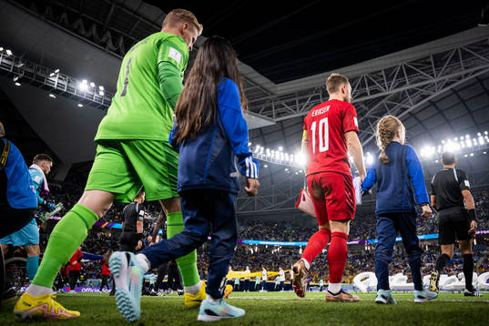 Goalkeeper Kasper Schmeichel and Christian Eriksen of