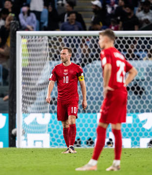 Christian Eriksen of Denmark looks dejected