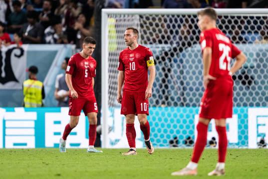 Christian Eriksen of Denmark looks dejected