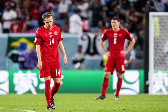 Mikkel Damsgaard of Denmark looks dejected