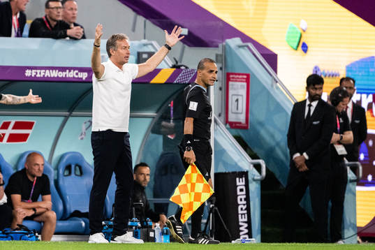 Head coach Kasper Hjulmand of Denmark reacts