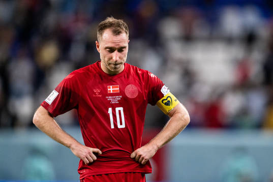 Christian Eriksen of Denmark looks dejected