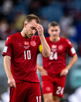 Christian Eriksen of Denmark looks dejected