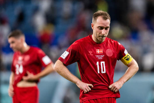 Christian Eriksen of Denmark looks dejected