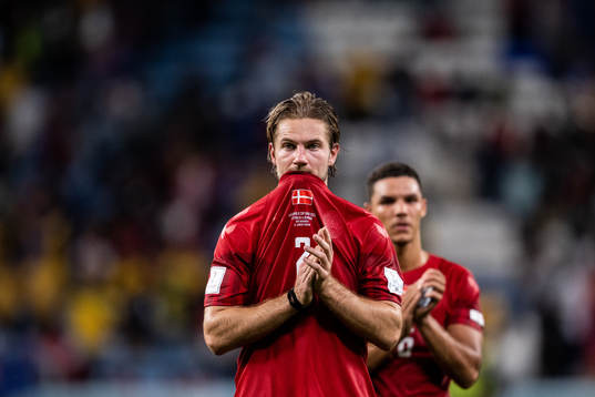 Joachim Andersen of Denmark looks dejected