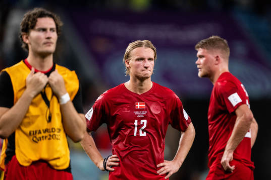 Kasper Dolberg of Denmark looks dejected