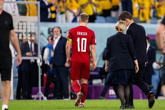 Christian Eriksen of Denmark looks dejected