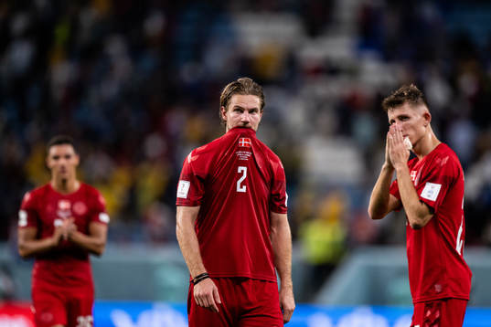 Joachim Andersen of Denmark looks dejected