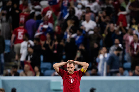 Christian Eriksen of Denmark looks dejected