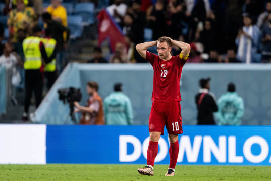 Christian Eriksen of Denmark looks dejected