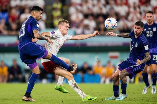 Cristian Romero and Rodrigo de Paul of Argentina against