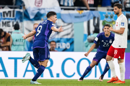 Julian Alvarez of Argentina celebrates his 0-2 goal