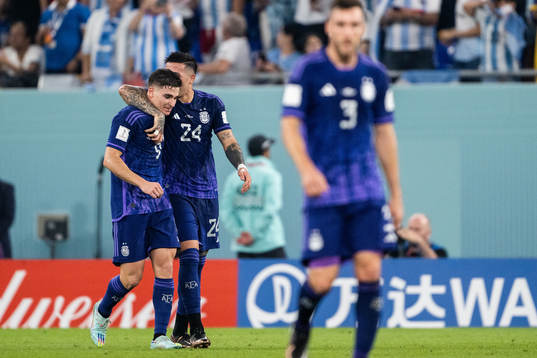 Julian Alvarez and Enzo Fernandez of Argentina celebrate
