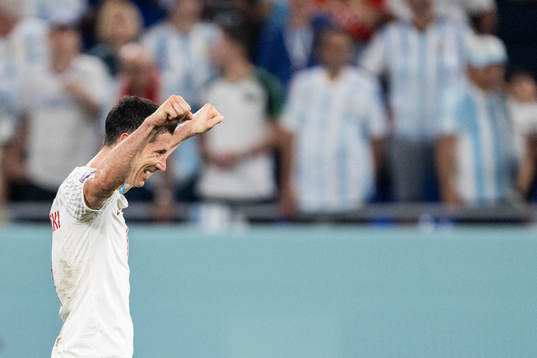 Robert Lewandowski of Poland celebrates