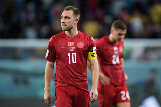 Christian Eriksen of Denmark looks dejected