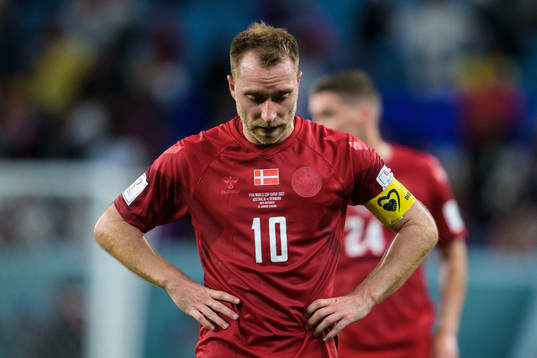 Christian Eriksen of Denmark looks dejected